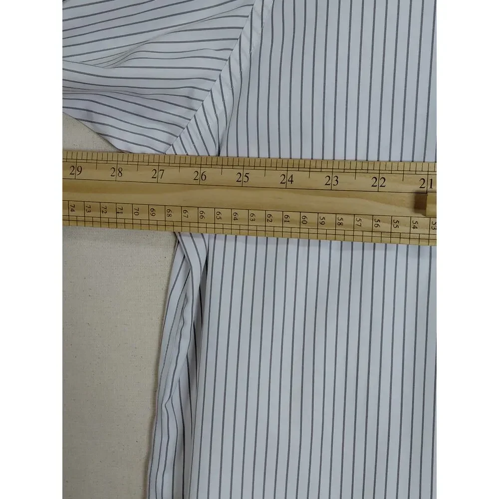 Jos. A. Bank Traveler White Button-Front Striped Button-Up Shirt Men Size 18